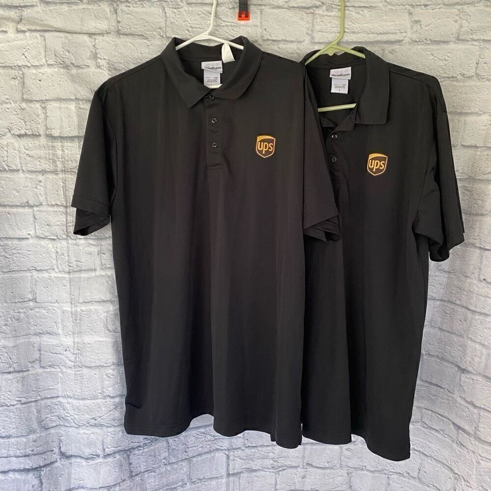 Wear Guard men L 3 button dri wear short sleeve 2 bundle polos black